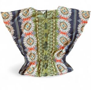 One World - Live and Let Live Aztec/Tribal Patterned Top, L